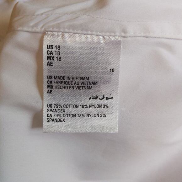 Charter Club White Button Down Shirt Classic Long Sleeve Plus Size 18 NWT - Picture 4 of 8